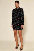 Vestido con bordado botánico Delphina Negro