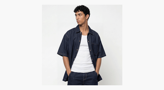 Camisa Denim de Manga Corta Dickies Hombre Dk0A88Phrin1 Azul Oscuro - Workwear Streetwear - Rinsed
