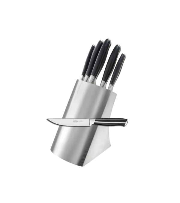 Bloque de cuchillos Glasgow de acero inoxidable con 5 cuchillos Júpiter