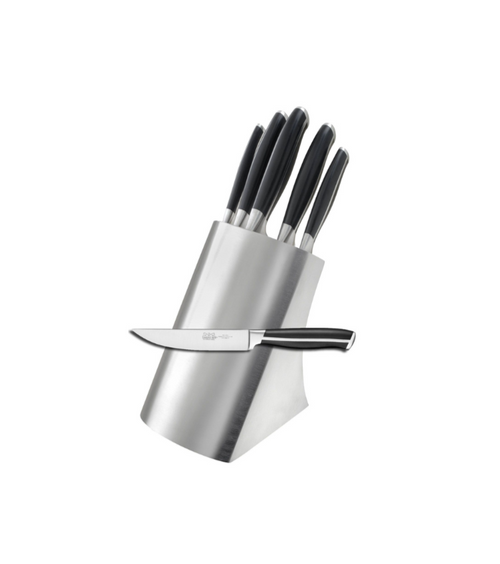 Bloque de cuchillos Glasgow de acero inoxidable con 5 cuchillos Júpiter