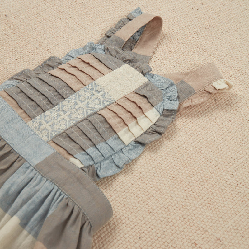 Pinafore Lena blanket check cream Apolina dress - Find all the new Apolina products on www.amaetc.com, eco-friendly concept store for children