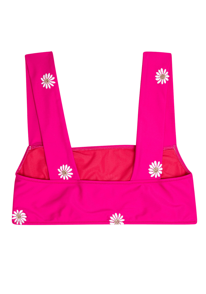 Haut Deux Pièces Marine Brode Rose Brodé