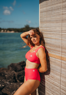 Haut Deux Pièces Marine Brode Rose Brodé