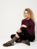 Grisel Velor Wool Brown Clogs