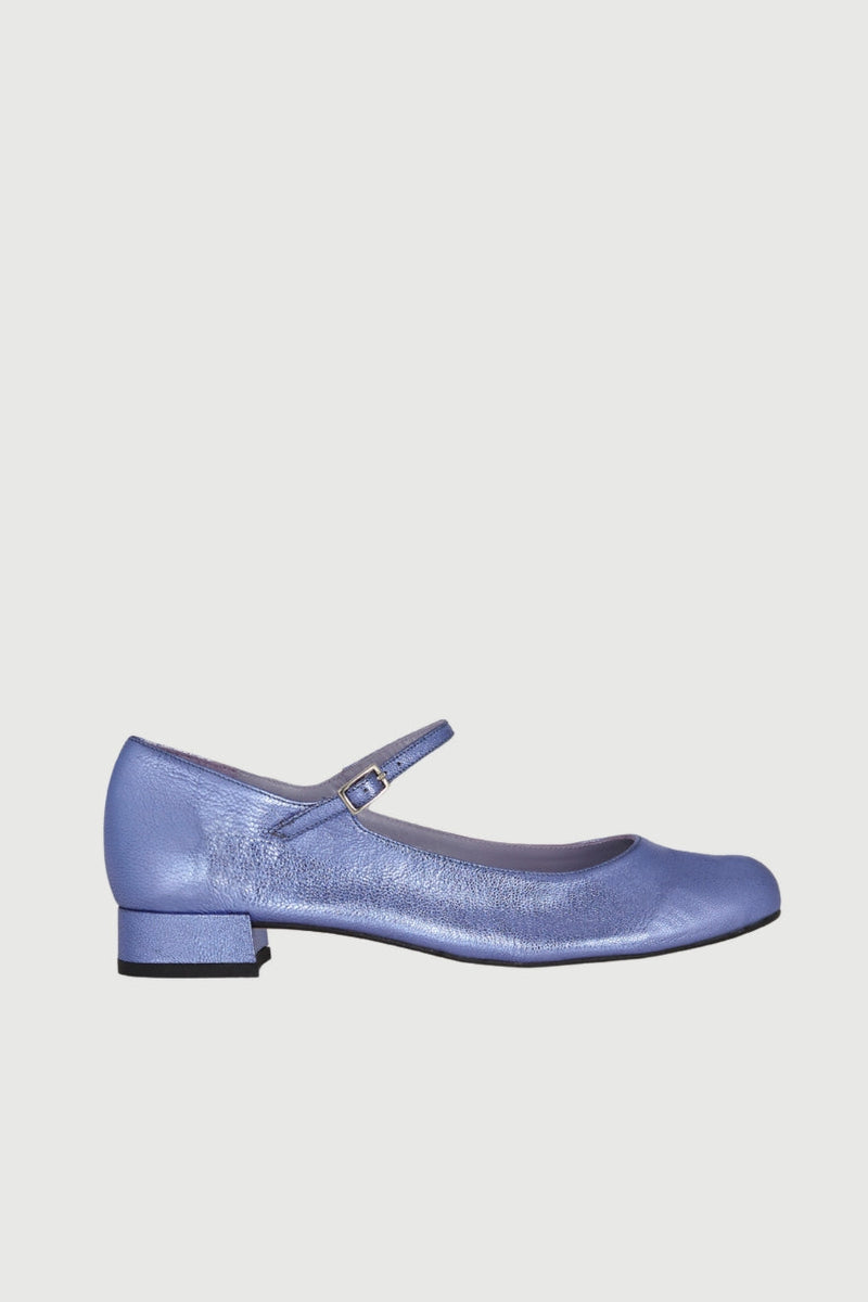 Mary Janes Emilia - Cuir Métallisé Bleu