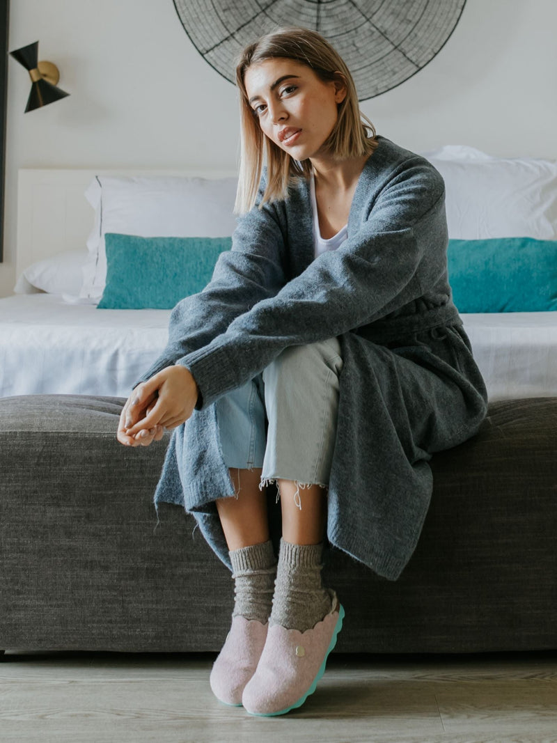 Pantuflas de fieltro rosa Candy