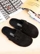 Zuecos negros de lana aterciopelada Riva