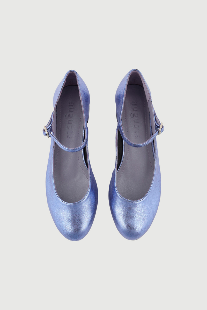 Mary Janes Emilia - Cuir Métallisé Bleu