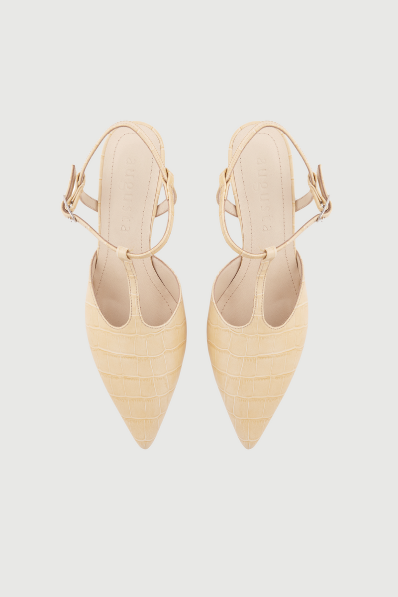 Escarpins Camila - Cuir Effet Croco Vanille