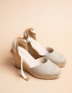 Alpargatas Dolce Vita Ruban Tacón Alto - Lona Lino - Mujer