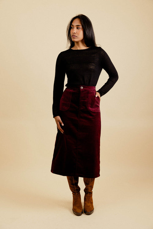 Domitille Velvet Skirt - Burgundy