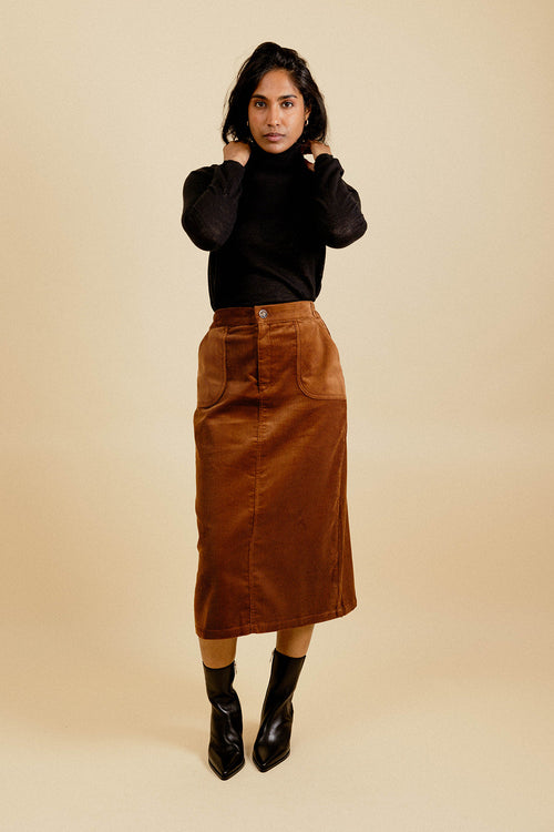 Falda Domitille Terciopelo - Camel