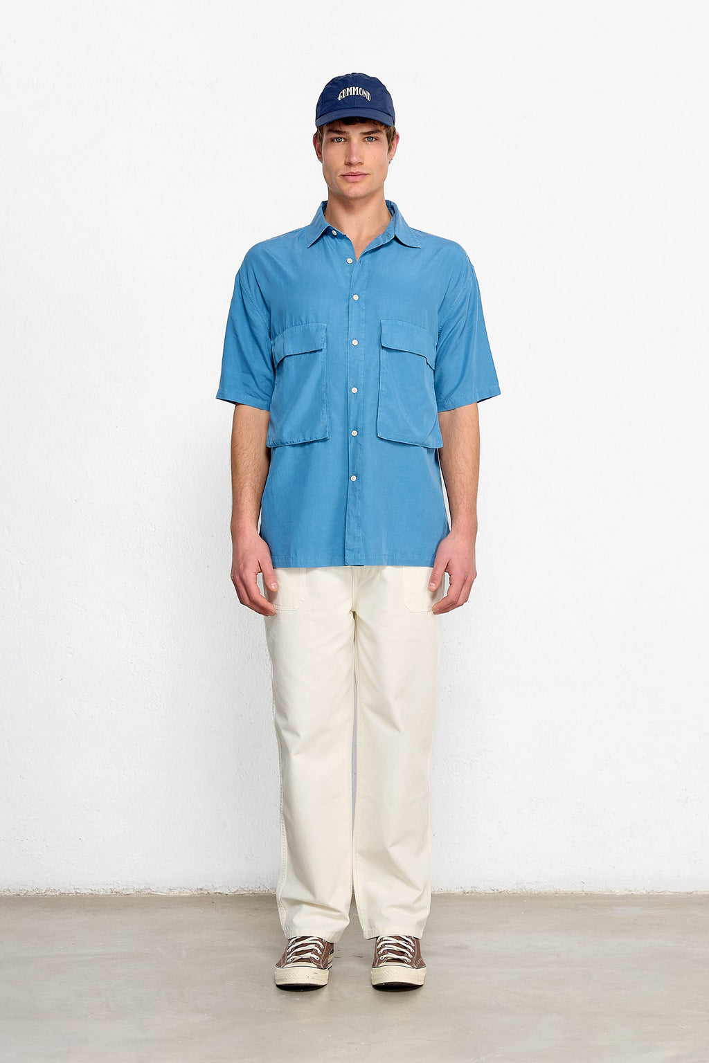 Camisa Espalda Caminos Liso Acero