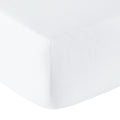 Satin Uni Jacquard - Fitted Sheet - White
