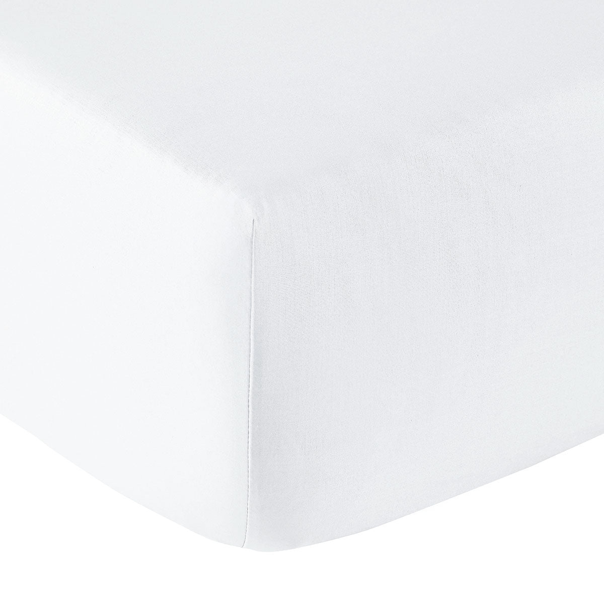 Satin Uni Jacquard - Fitted Sheet - White