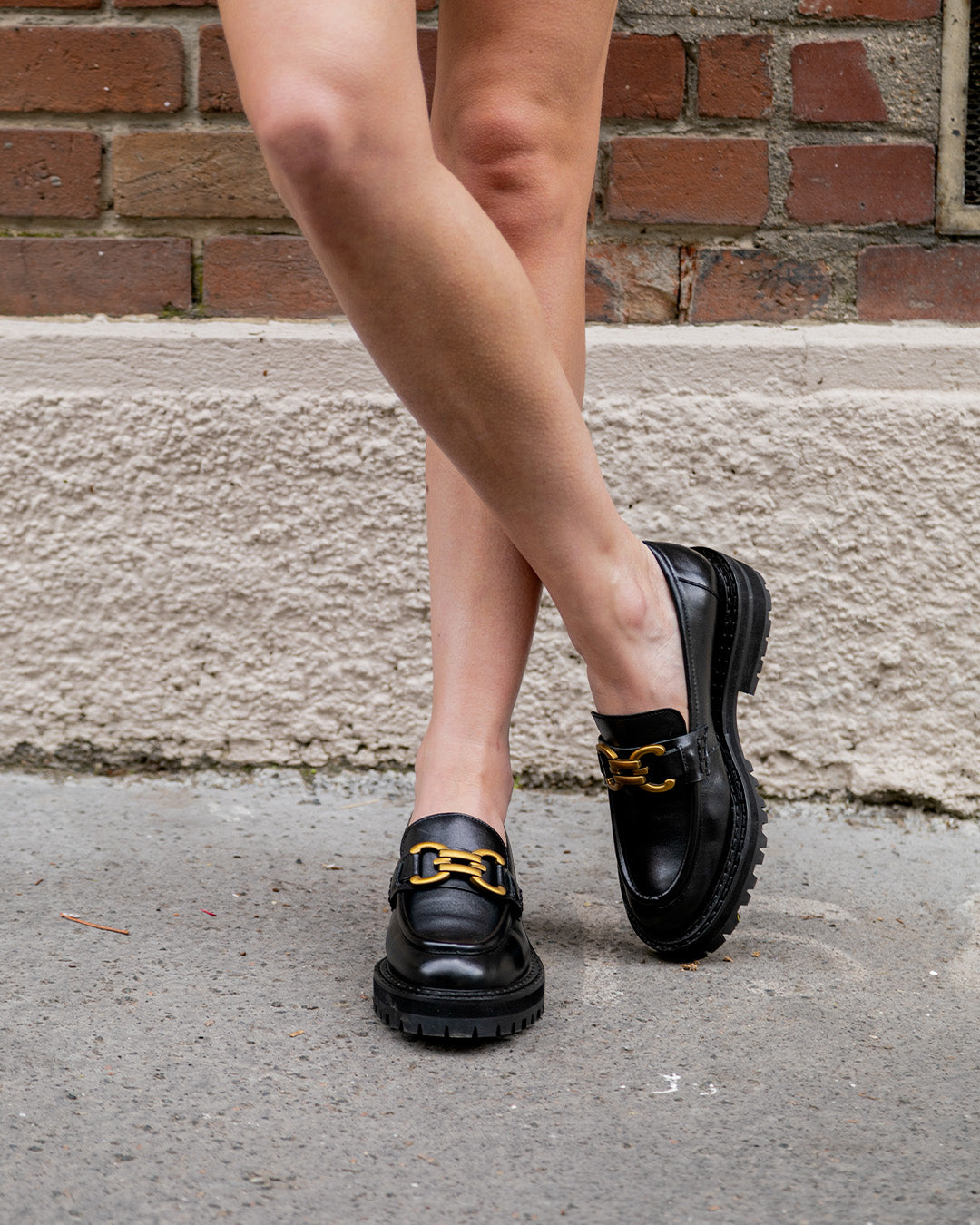 Mocasines Noemia - Piel lisa - Negro / Dorado