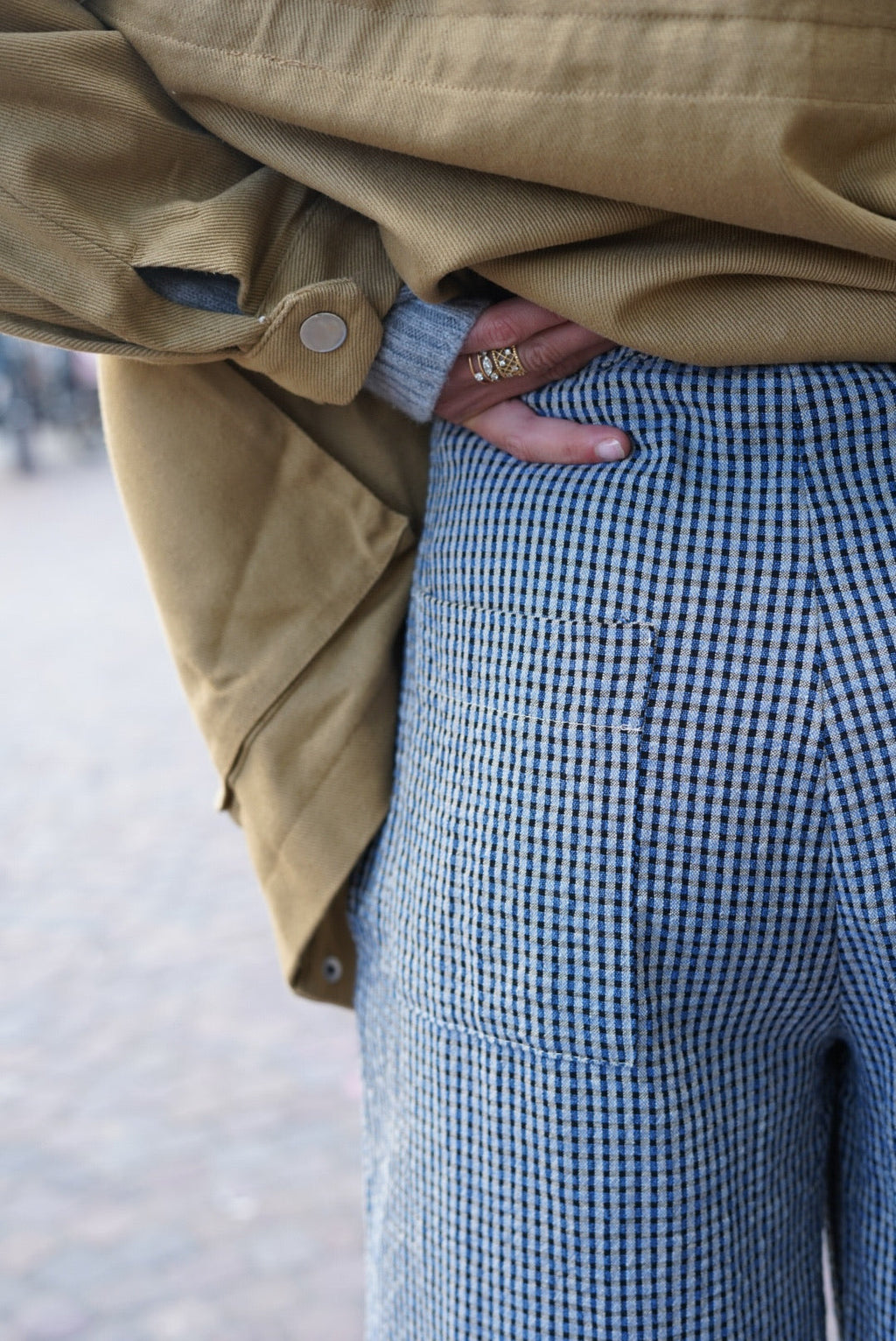 Nestor Gingham Trousers Blue