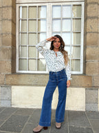 Maria floral wide-collar blouse