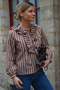 Olympe Moka Stripe Blouse