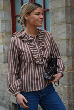 Olympe Moka Stripe Blouse