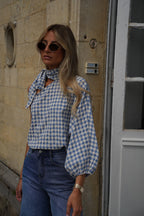 Pearl Gingham Blouse - Blue