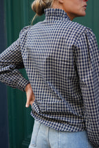 Philippine Check Blouse Navy/Ecru