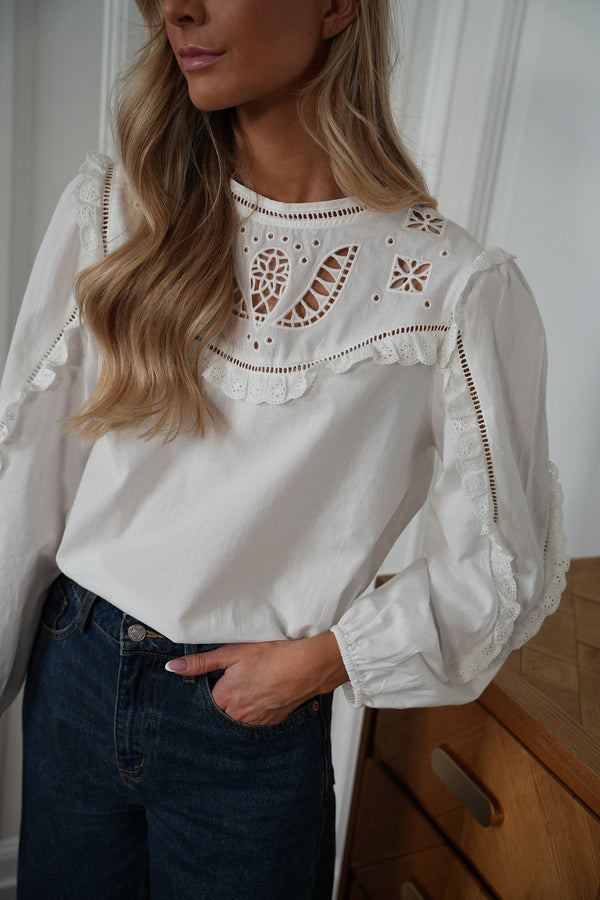 Blouse Brodée Ines - Blanche
