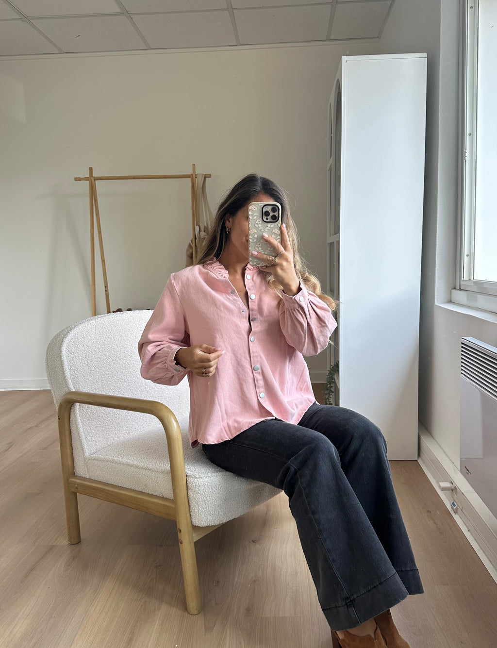 Veste en jean Livia rose