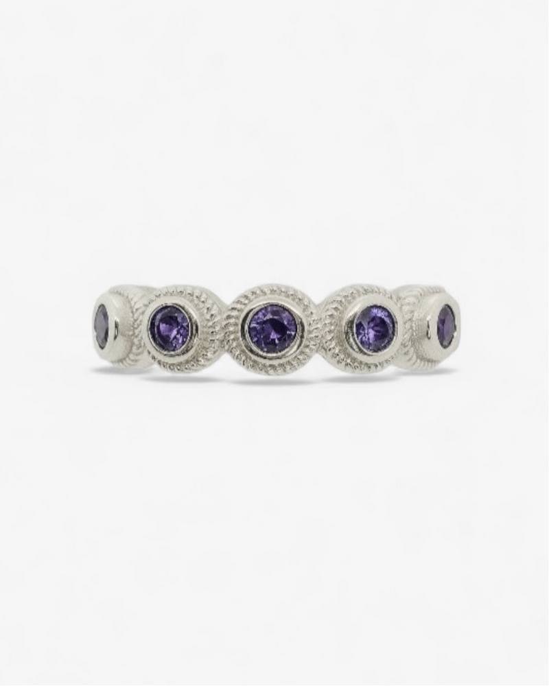 Bague Lágrima Lila Plata