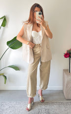 Arden Sleeveless Blazer - Beige
