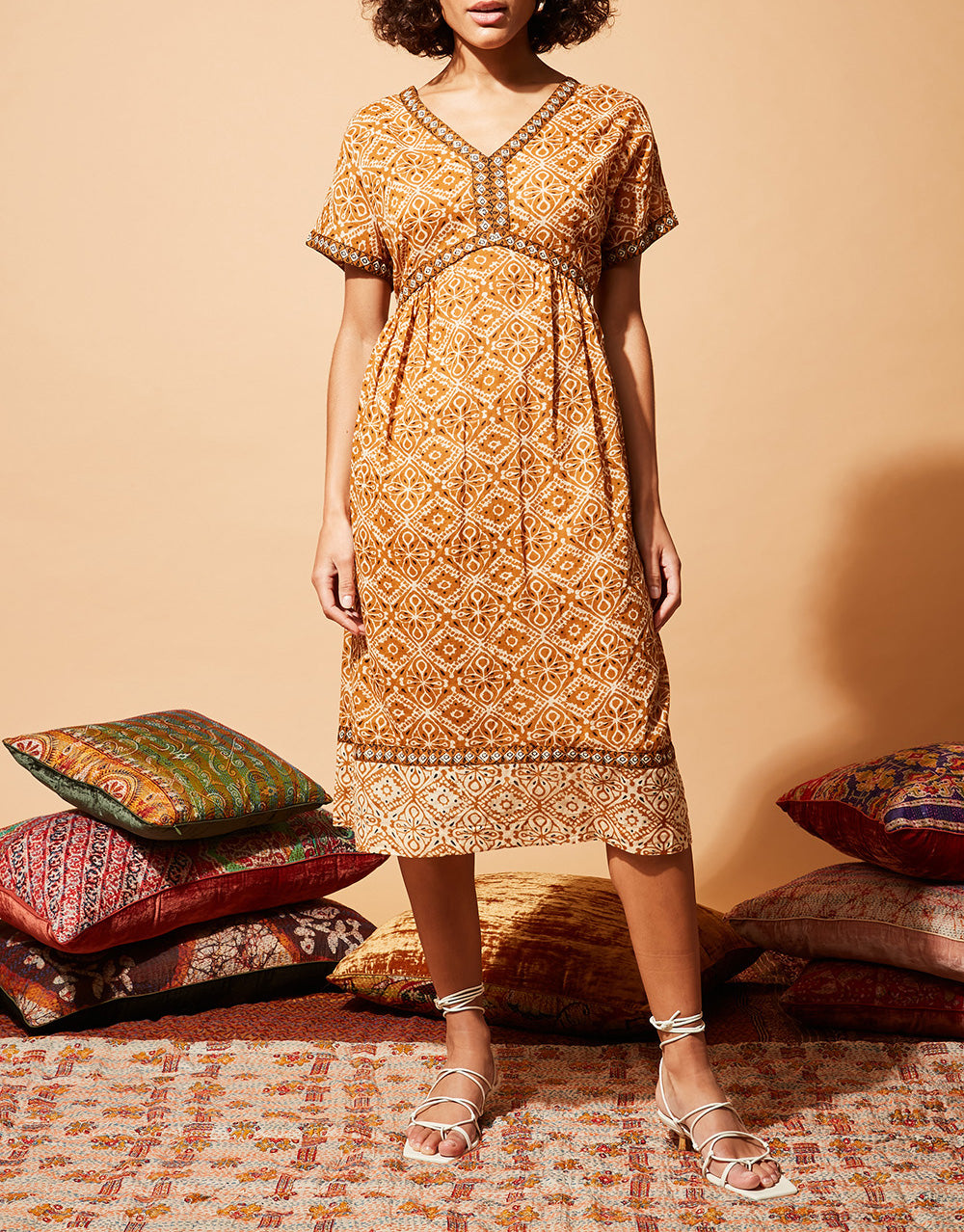 Soraya Short Dress - Ochre