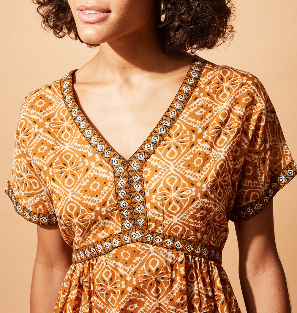 Soraya Short Dress - Ochre