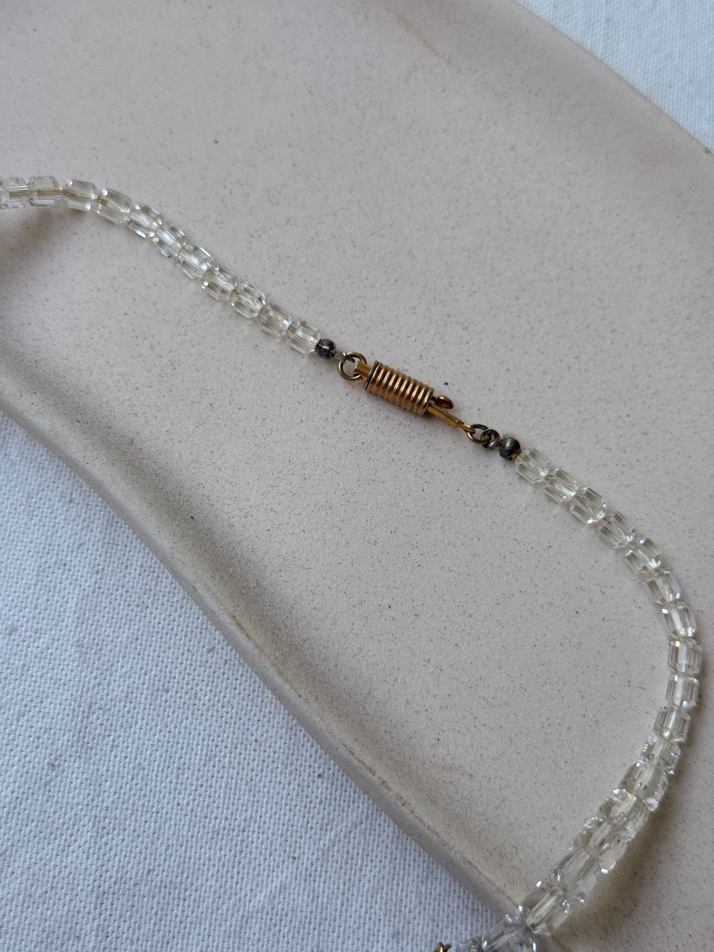 Orena Vintage Necklace - Faceted Crystal Beads and Pavé Pendant