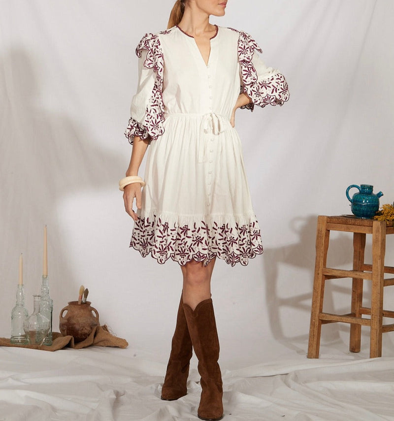 Noemia Short Dress - Burgundy