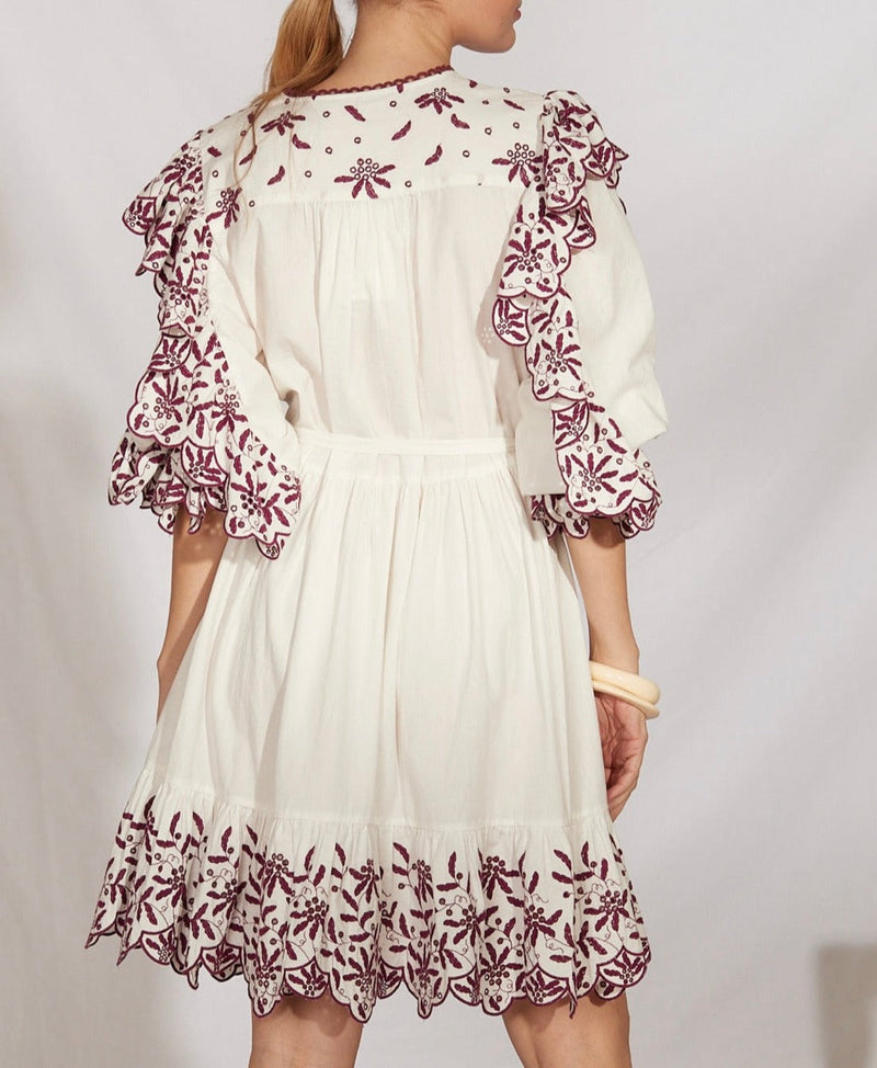 Noemia Short Dress - Burgundy