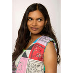 Chaqueta Sin Mangas Bandana Patchwork - Multicolor - Mujer