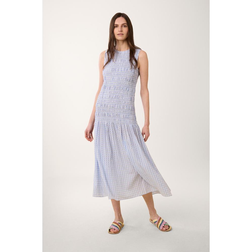 Vestido Fruncido Bubble Vichy - Azul - Mujer
