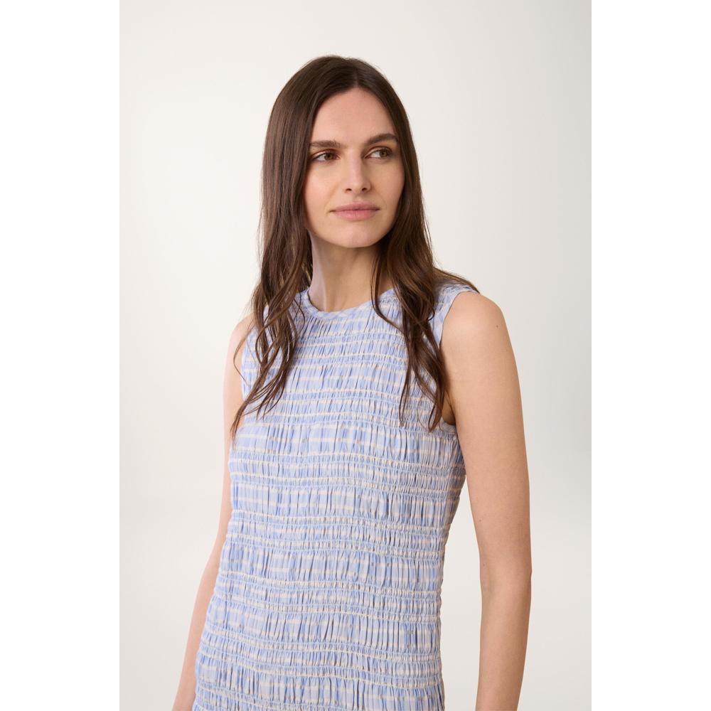 Vestido Fruncido Bubble Vichy - Azul - Mujer