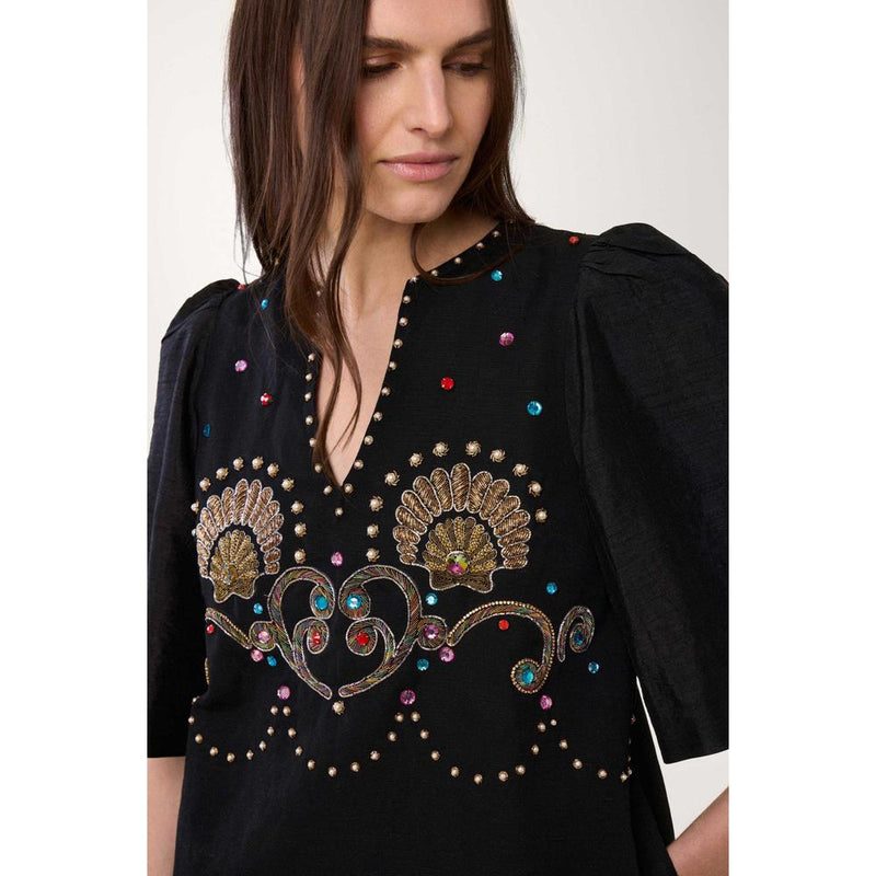 Robe Courte Coquillage - Noir - Femme