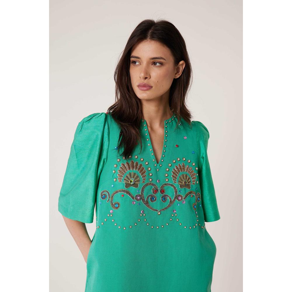 Vestido corto Concha - Verde - Mujer