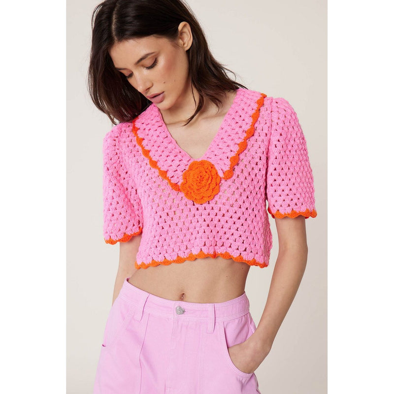 Pull Crochet Rose - Rose