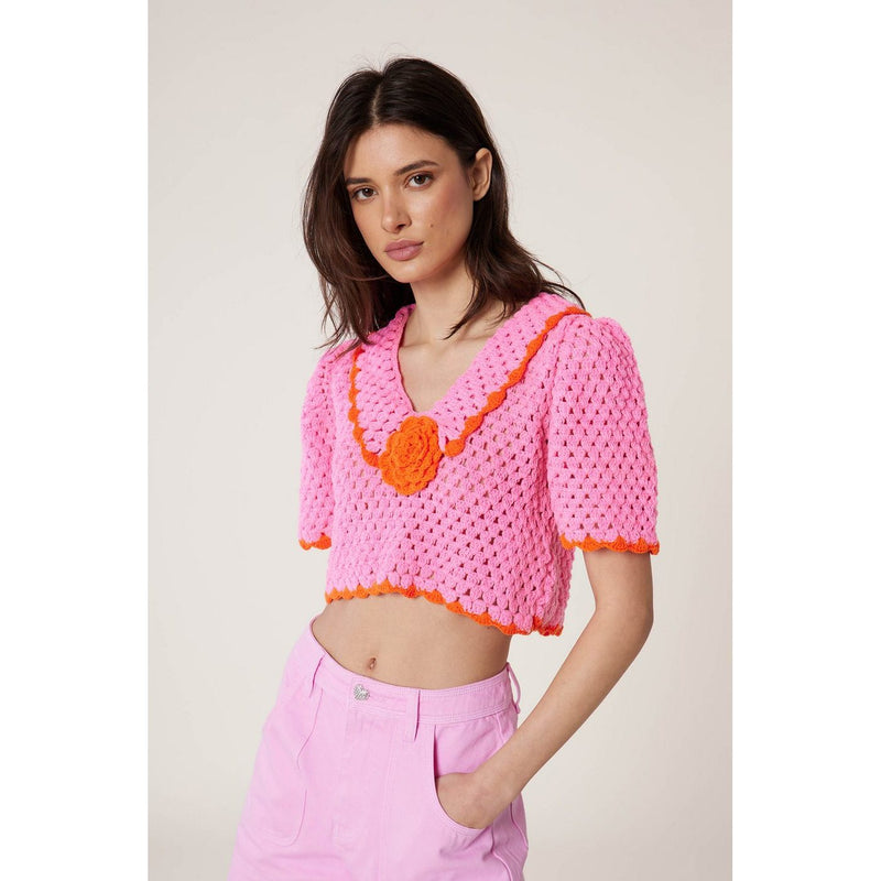 Pull Crochet Rose - Rose