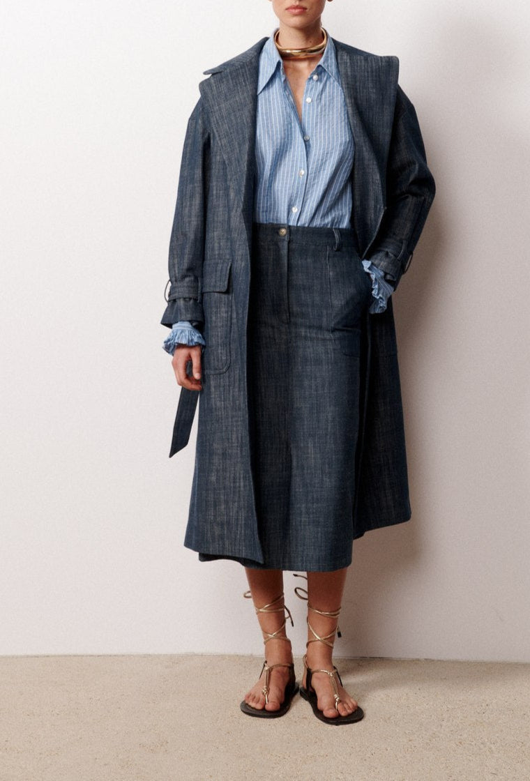 Imara Straight Skirt - Navy