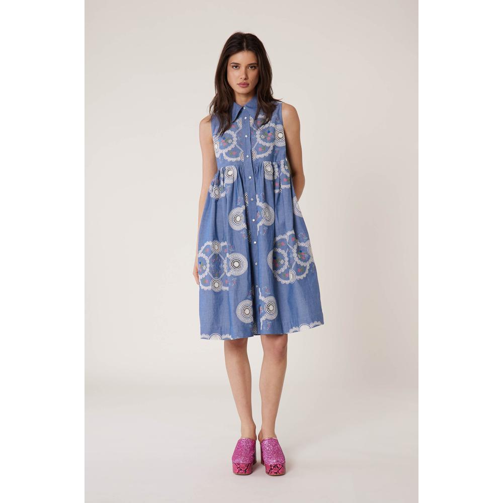 Abito Rosace - Blu - Donna