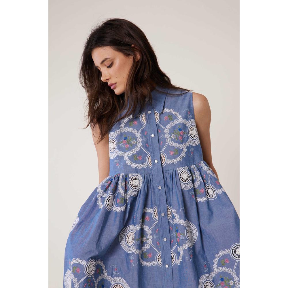 Abito Rosace - Blu - Donna