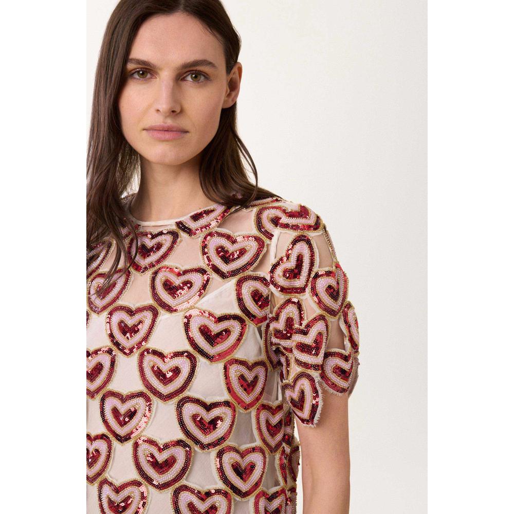 Vestido Largo Love Paillette - Rojo - Mujer
