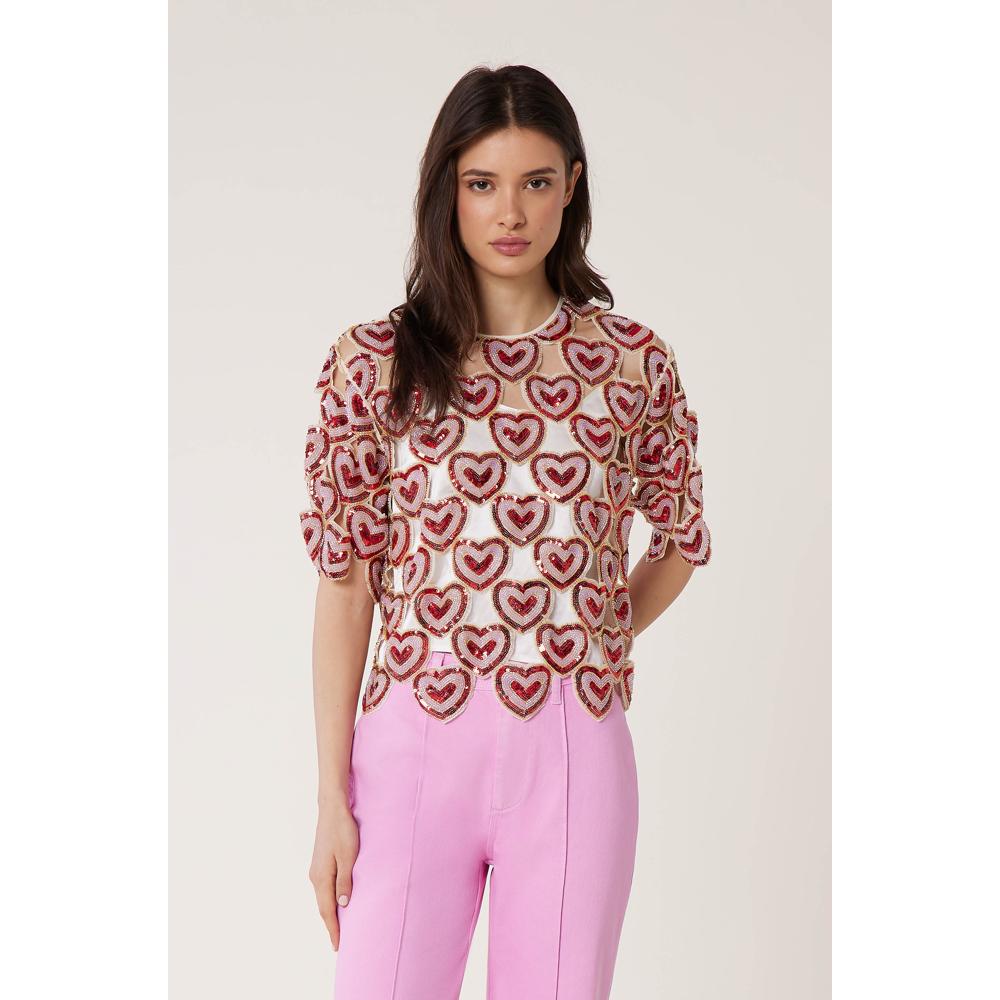 Love Sequin Top - Red - Women