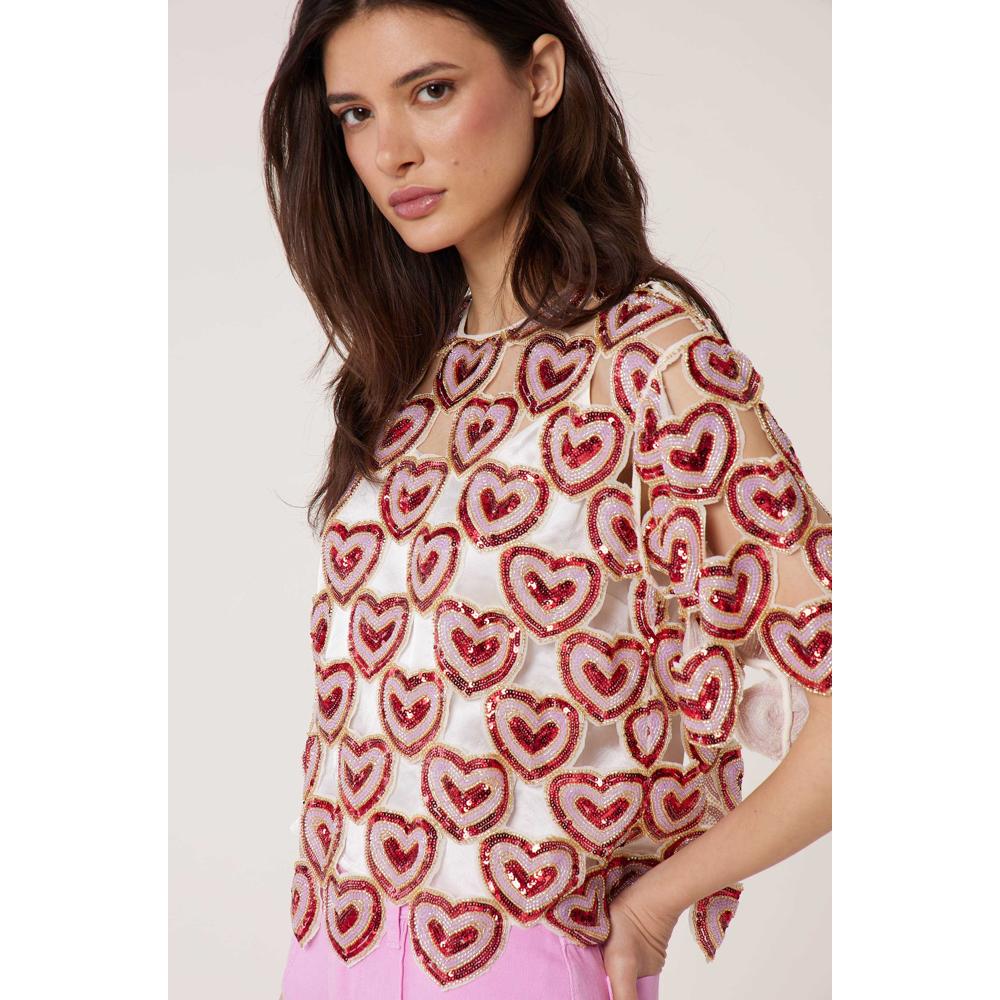 Love Sequin Top - Red - Women