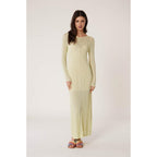 Vestido Largo de Punto Encaje - Vainilla - Mujer