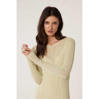 Vestido Largo de Punto Encaje - Vainilla - Mujer